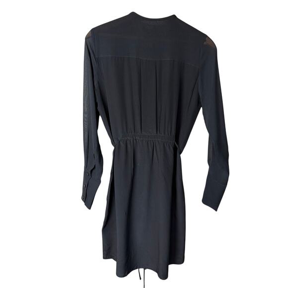 Club Monaco Silk Shirt Dress Black Sheer Sleeves SZ 00 NWT Quiet Luxury Minimal - Picture 5 of 12